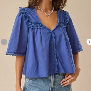 Altard State Regan Blue Ruffled Women's Top